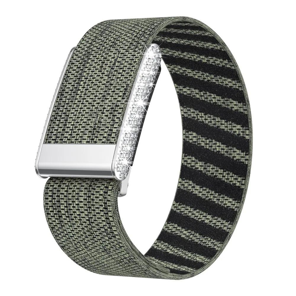 Crystal Rhinestone Nylon Band for WHOOP 5.0 MG, Adjustable Fitness Wristband Diamond Frame