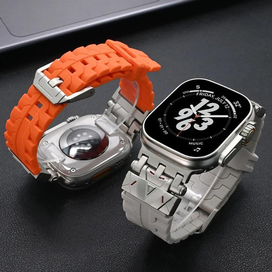 Men's Rugged Silicone Sport Band for Apple Watch Ultra 49mm, Tactical Apple Watch Strap