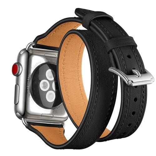 Boho Leather Twirl Scrunchapples 38mm or 40mm Black