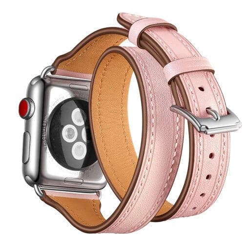 Boho Leather Twirl Scrunchapples 38mm or 40mm Pink