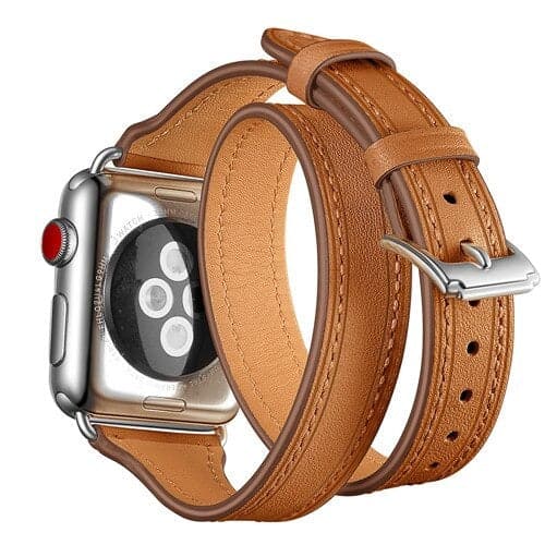 Boho Leather Twirl Scrunchapples 38mm or 40mm Tan