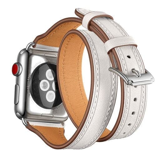 Boho Leather Twirl Scrunchapples 38mm or 40mm White
