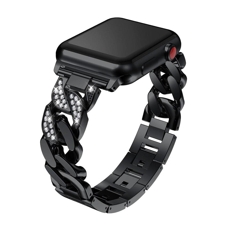 Chunky Chain Diamante Apple Watch Band Scrunchapples 38/40mm Black