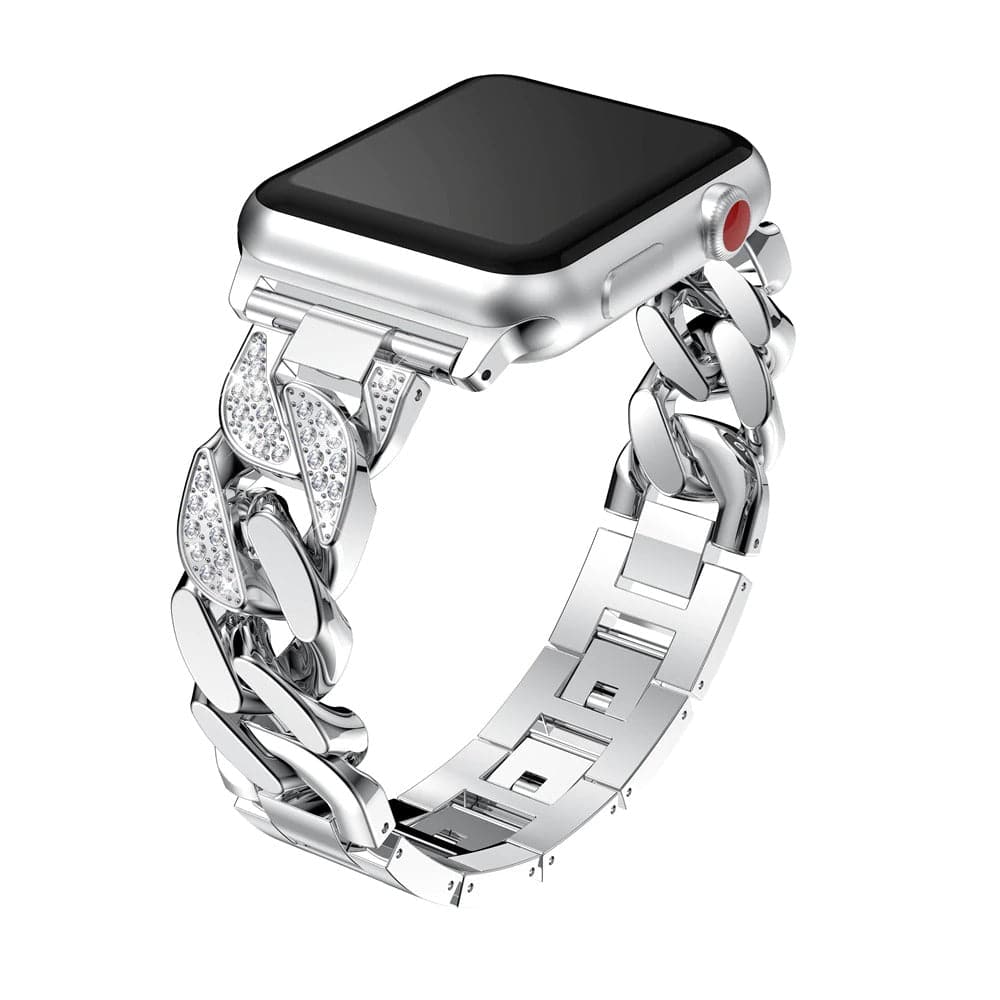 Chunky Chain Diamante Apple Watch Band Scrunchapples 38/40mm Silver