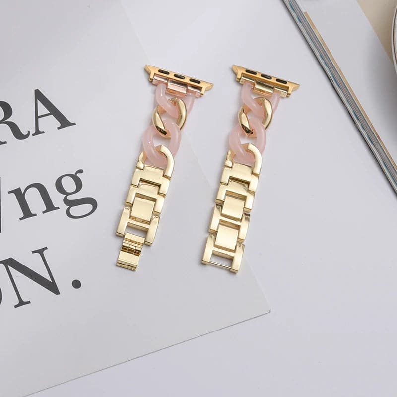 Chunky Chain Resin Apple Watch Band Scrunchapples 38/40mm Gold Pink