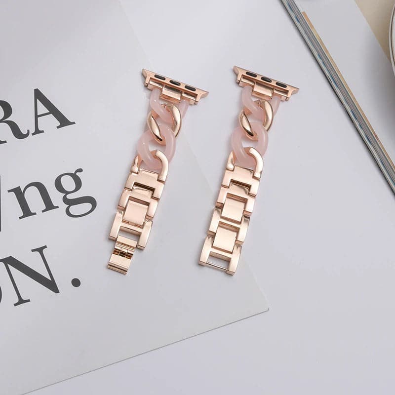 Chunky Chain Resin Apple Watch Band Scrunchapples 38/40mm Gold Rose Pink