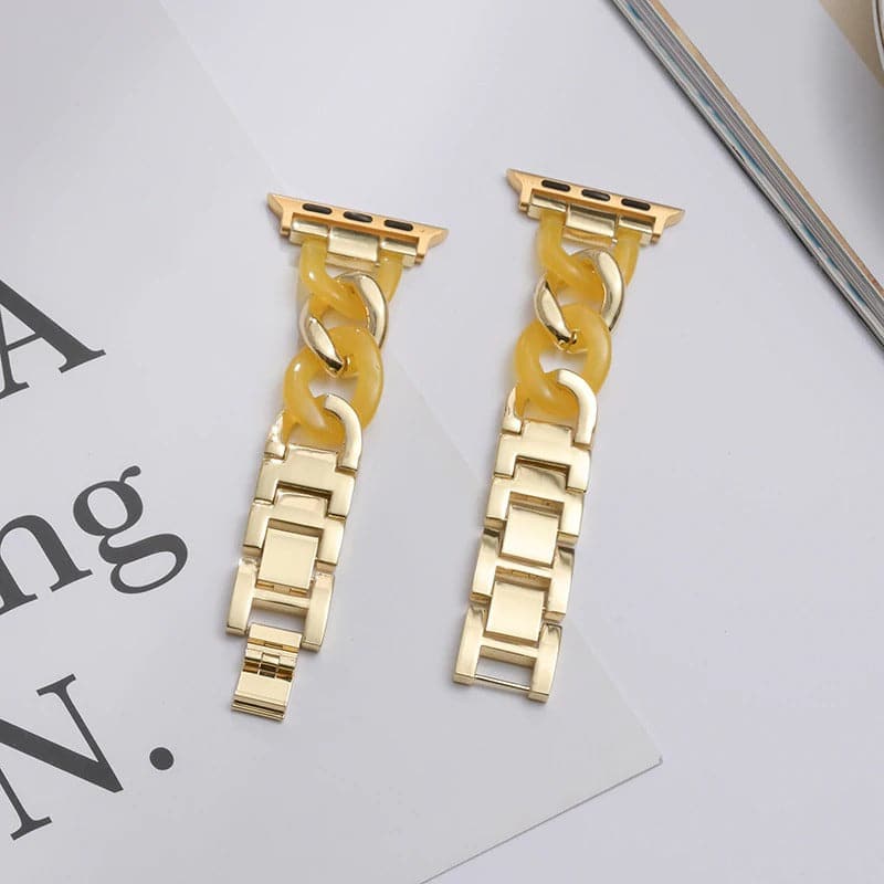 Chunky Chain Resin Apple Watch Band Scrunchapples 38/40mm Gold Yellow