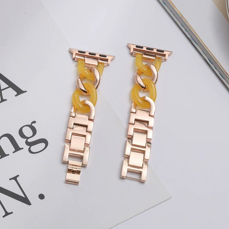 Chunky Chain Resin Apple Watch Band Scrunchapples 38/40mm Rose Gold Yellow