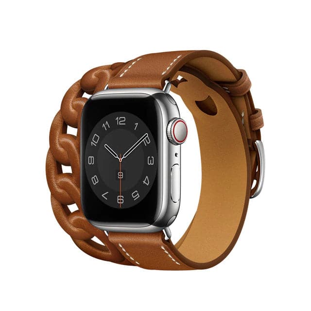 Chunky Leather Chain Twirl Scrunchapples 38/40/41mm Tan