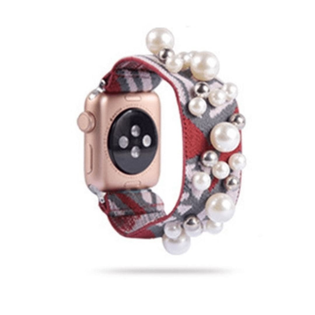 Elastic Pearly Scrunchapples 38/40mm Boho Red