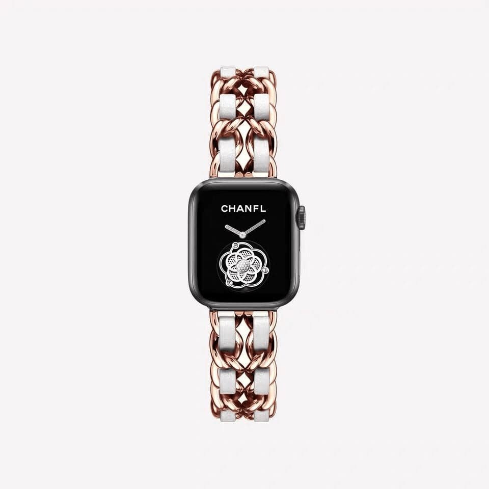 Guchie Scunchapples 38mm or 40mm Rose Gold & White