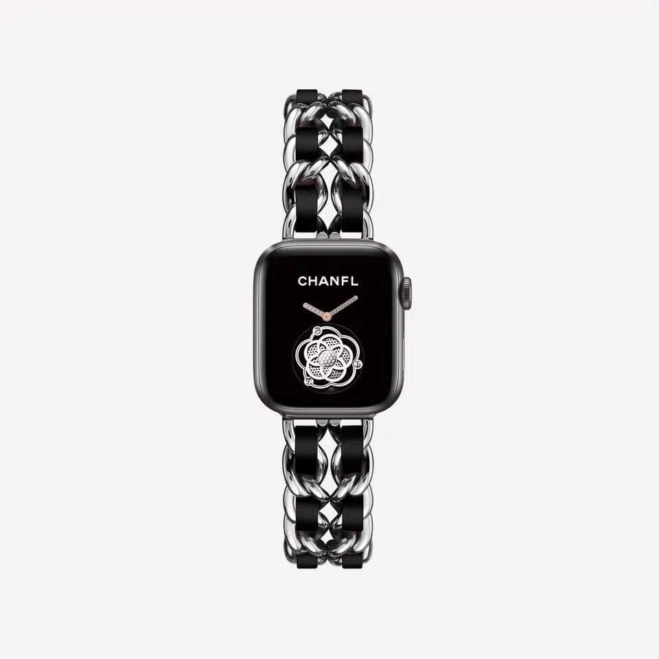 Guchie Scunchapples 38mm or 40mm Silver & Black