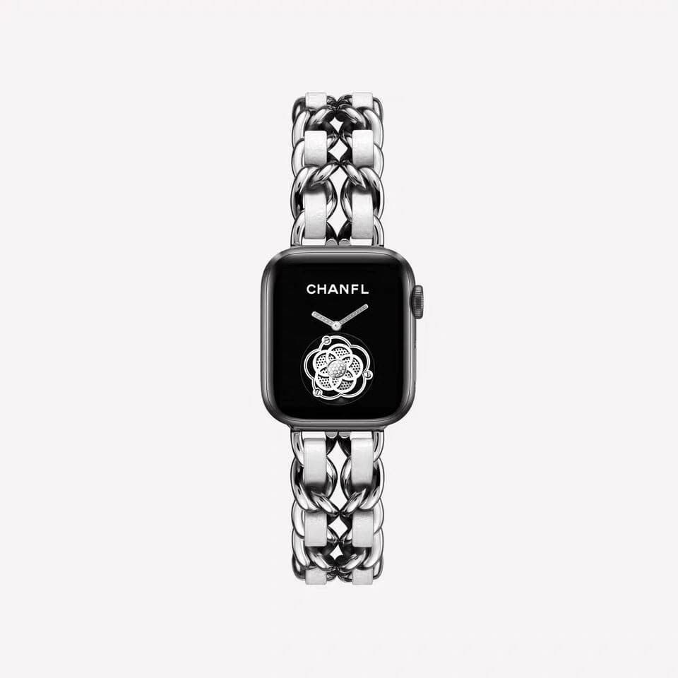 Guchie Scunchapples 38mm or 40mm Sliver & White