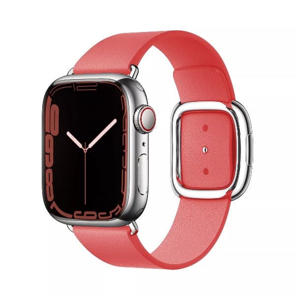 Modern Buckle Leather Band Scrunchapples 38/40/41 Hot Salmon