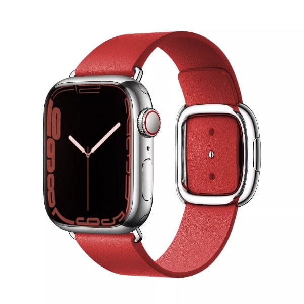 Modern Buckle Leather Band Scrunchapples 38/40/41 Red Fushia