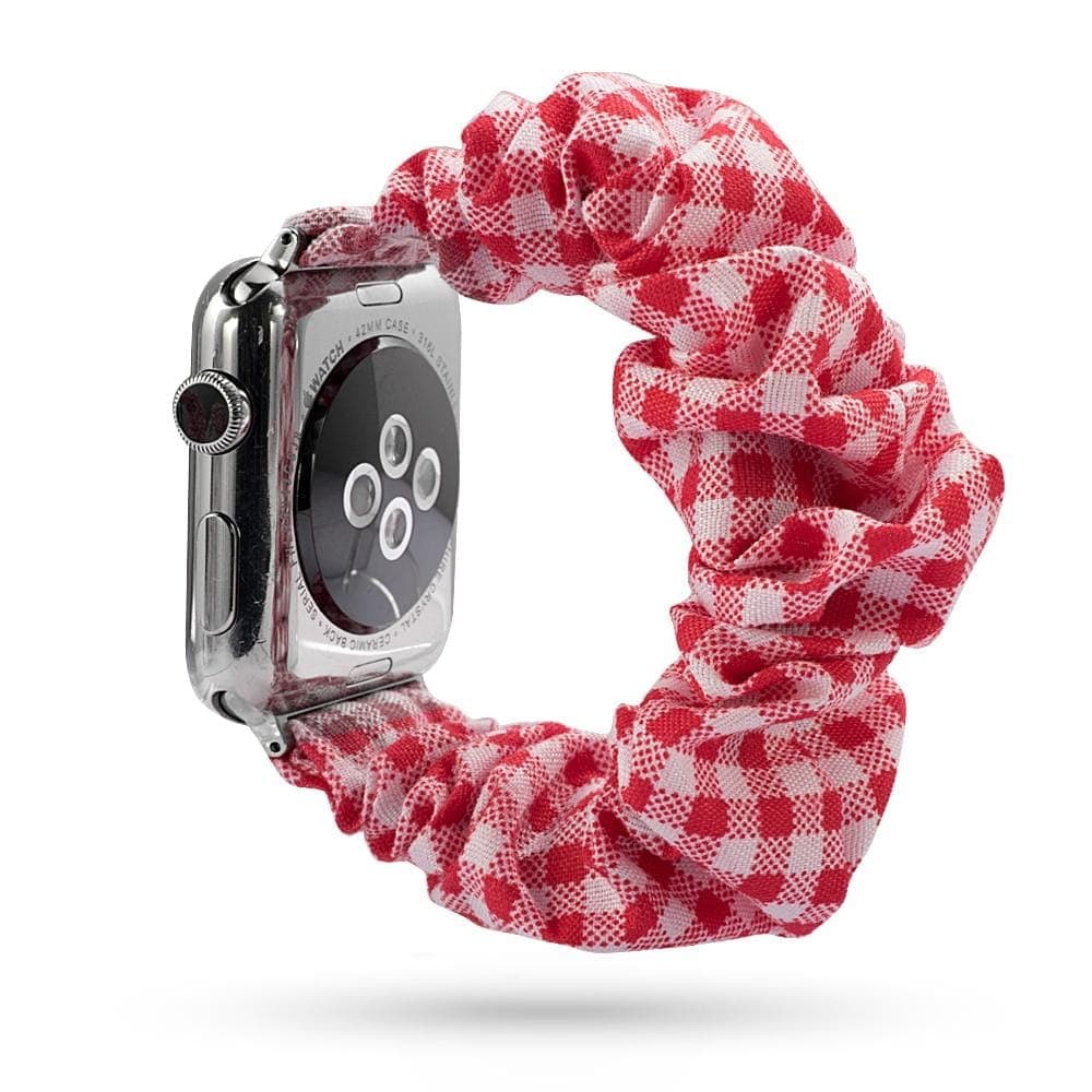 Red Gingham scunchie apple watch bands