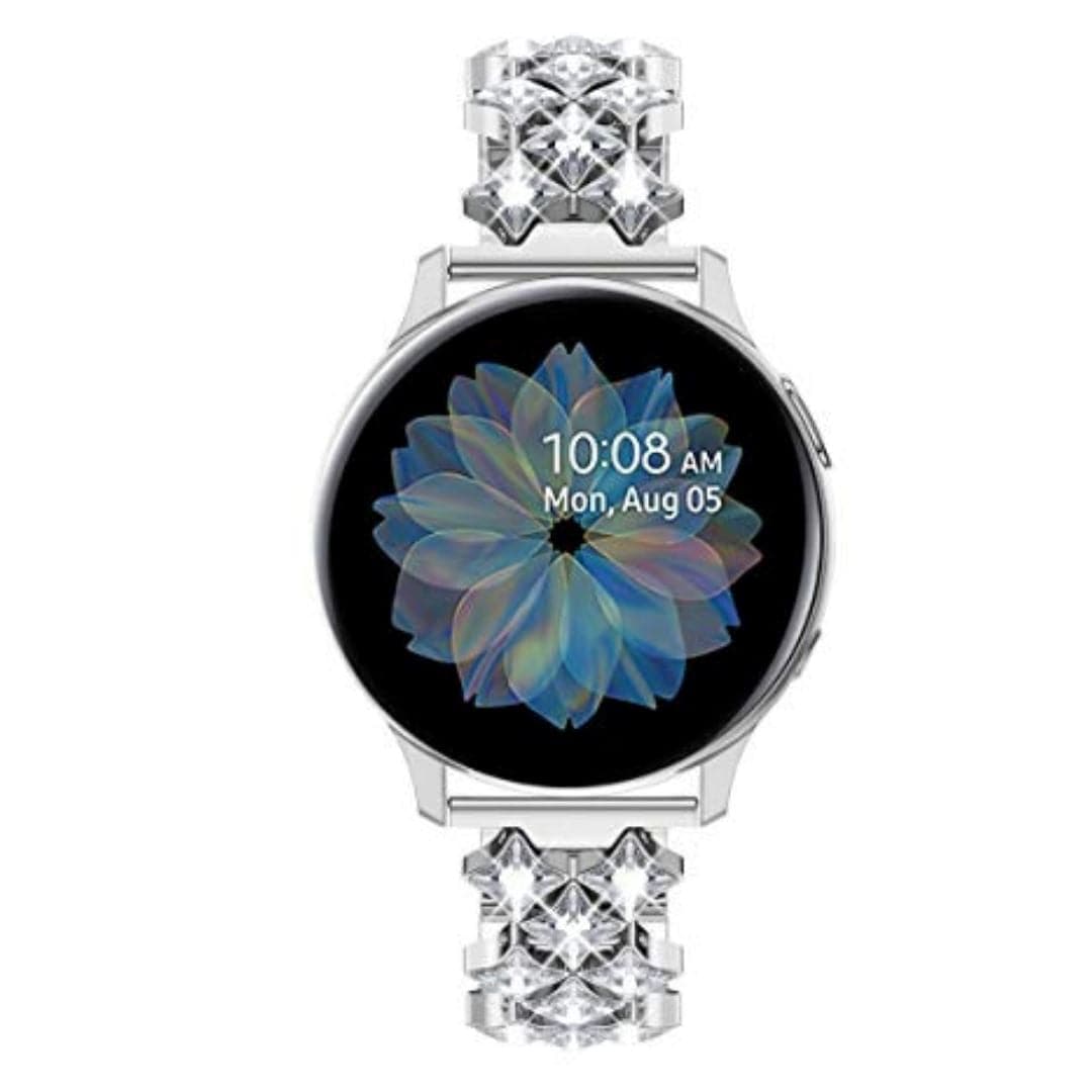 Samsung & Garmin Diamonte Scrunchapples 20mm Silver