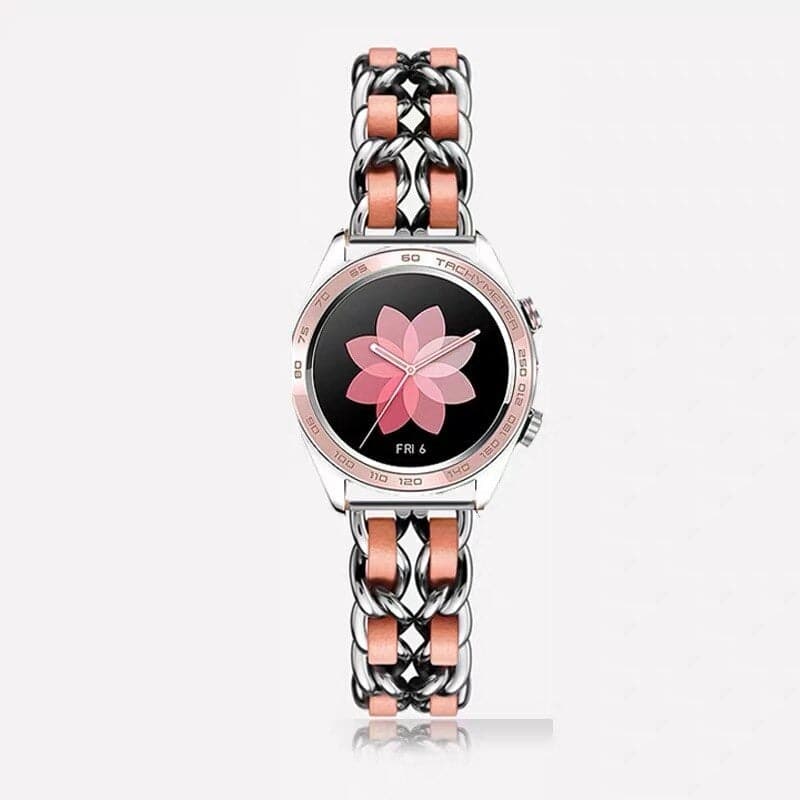 Samsung & Garmin Guchie Scrunchapples 20mm Silver & Pink