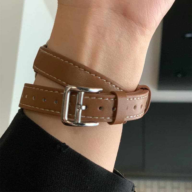 Slim Boho Leather Twirl Scrunchapples