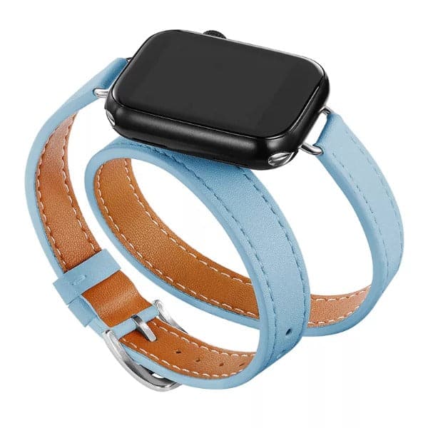 Slim Boho Leather Twirl Scrunchapples 38/40/41mm Baby Blue