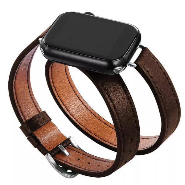 Slim Boho Leather Twirl Scrunchapples 38/40/41mm Chocolate Brown