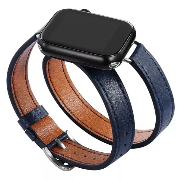 Slim Boho Leather Twirl Scrunchapples 38/40/41mm Dark Blue