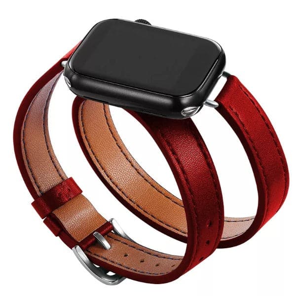 Slim Boho Leather Twirl Scrunchapples 38/40/41mm Deep Red