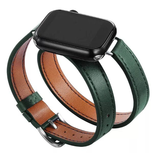 Slim Boho Leather Twirl Scrunchapples 38/40/41mm Forest Green