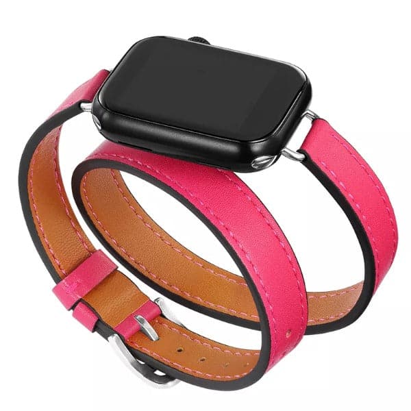 Slim Boho Leather Twirl Scrunchapples 38/40/41mm Hot Pink