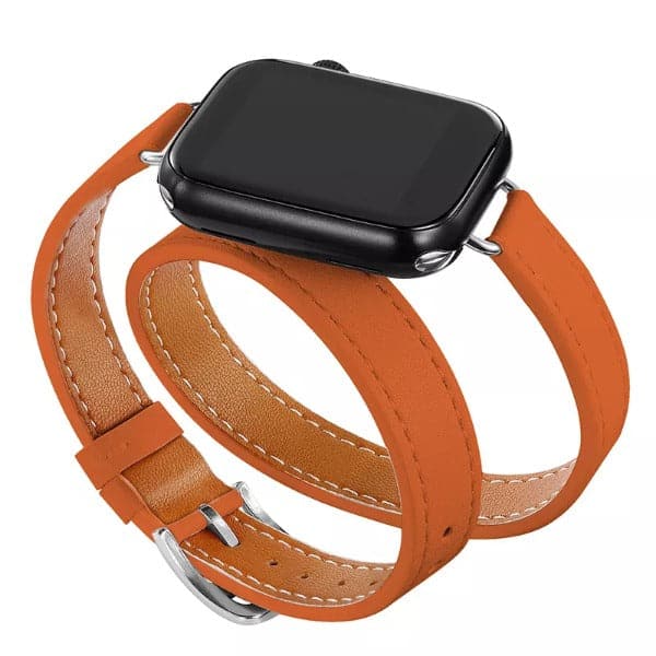 Slim Boho Leather Twirl Scrunchapples 38/40/41mm Orange