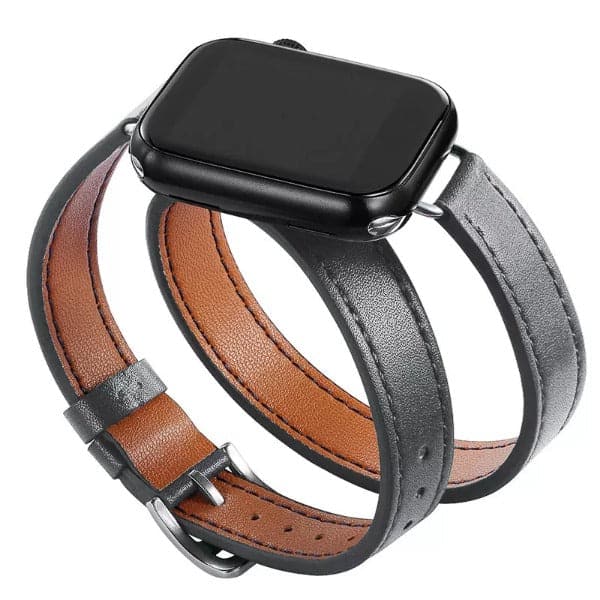 Slim Boho Leather Twirl Scrunchapples 38/40/41mm Space Grey