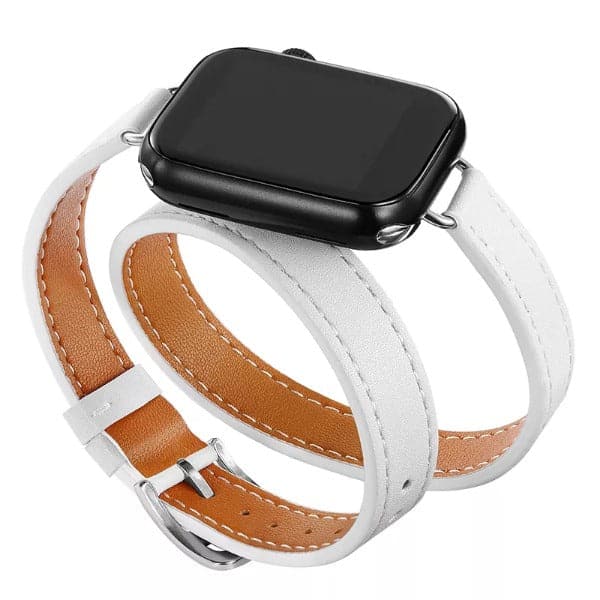Slim Boho Leather Twirl Scrunchapples 38/40/41mm White
