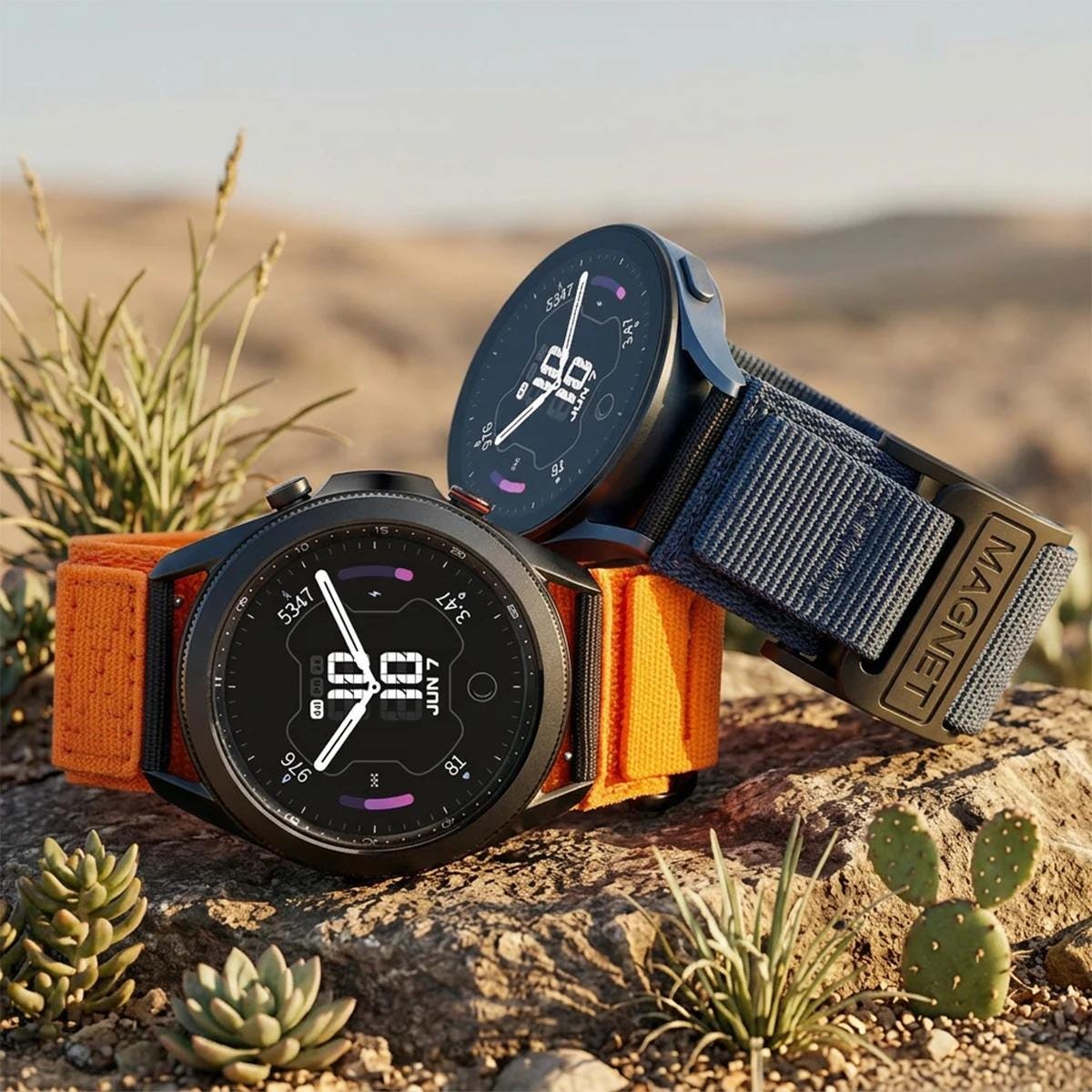 20mm 22mm Magnetic Nylon Watch Band for Samsung Galaxy Watch, Adjustable Sport Strap
