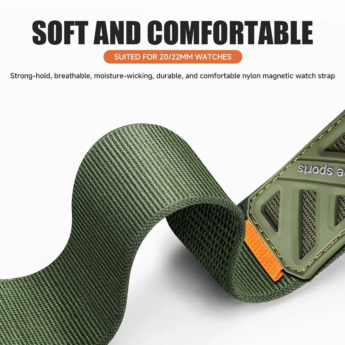 20mm 22mm Magnetic Nylon Watch Band for Samsung Galaxy Watch, Adjustable Sport Strap