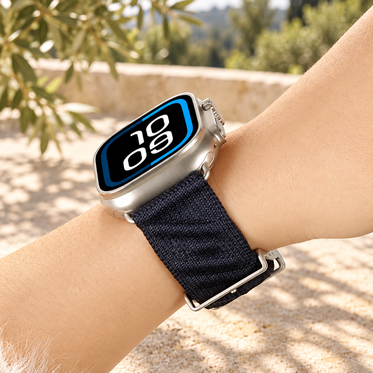 Woven Nylon Loop Band for Apple Watch – Adjustable Strap with Metal Buckle