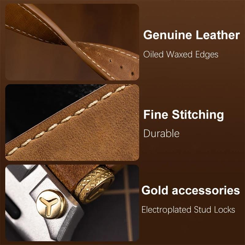 Apple Watch Genuine Leather Band, Vintage Brown Leather Strap 42mm 44mm 45mm 46mm 49mm