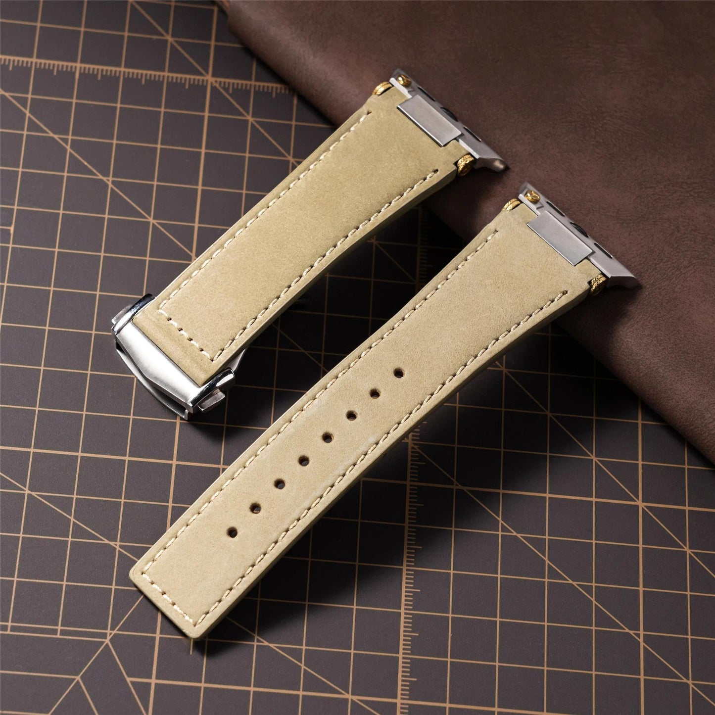 Apple Watch Genuine Leather Band, Vintage Brown Leather Strap 42mm 44mm 45mm 46mm 49mm