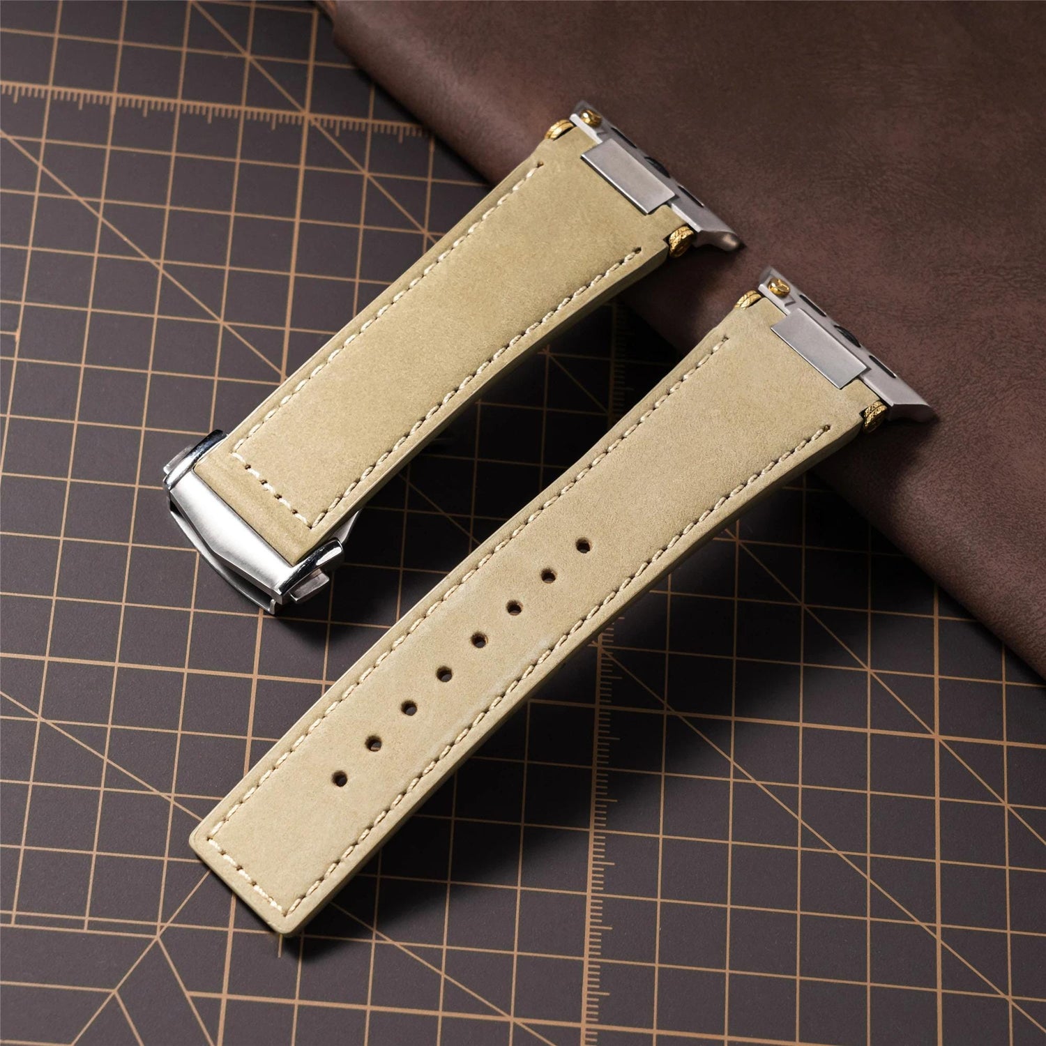 Apple Watch Genuine Leather Band, Vintage Brown Leather Strap 42mm 44mm 45mm 46mm 49mm