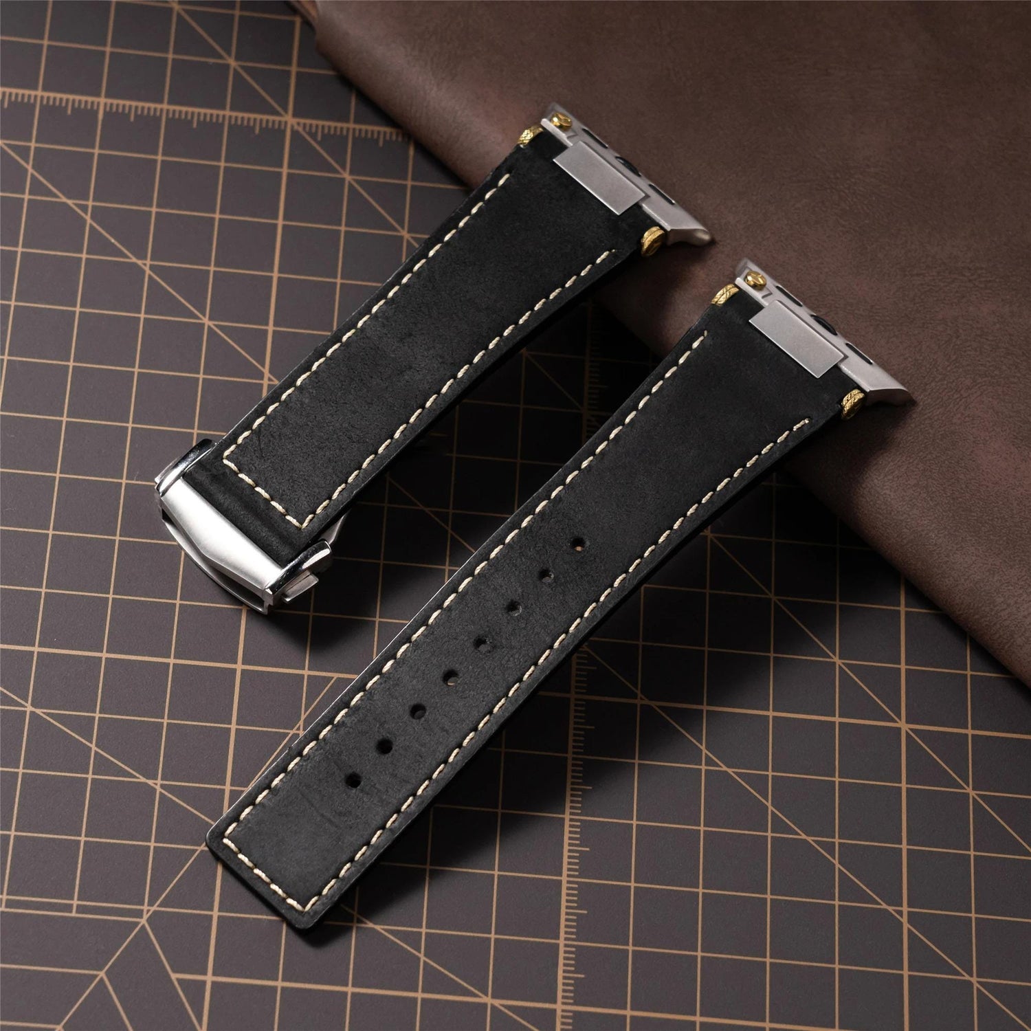 Apple Watch Genuine Leather Band, Vintage Brown Leather Strap 42mm 44mm 45mm 46mm 49mm
