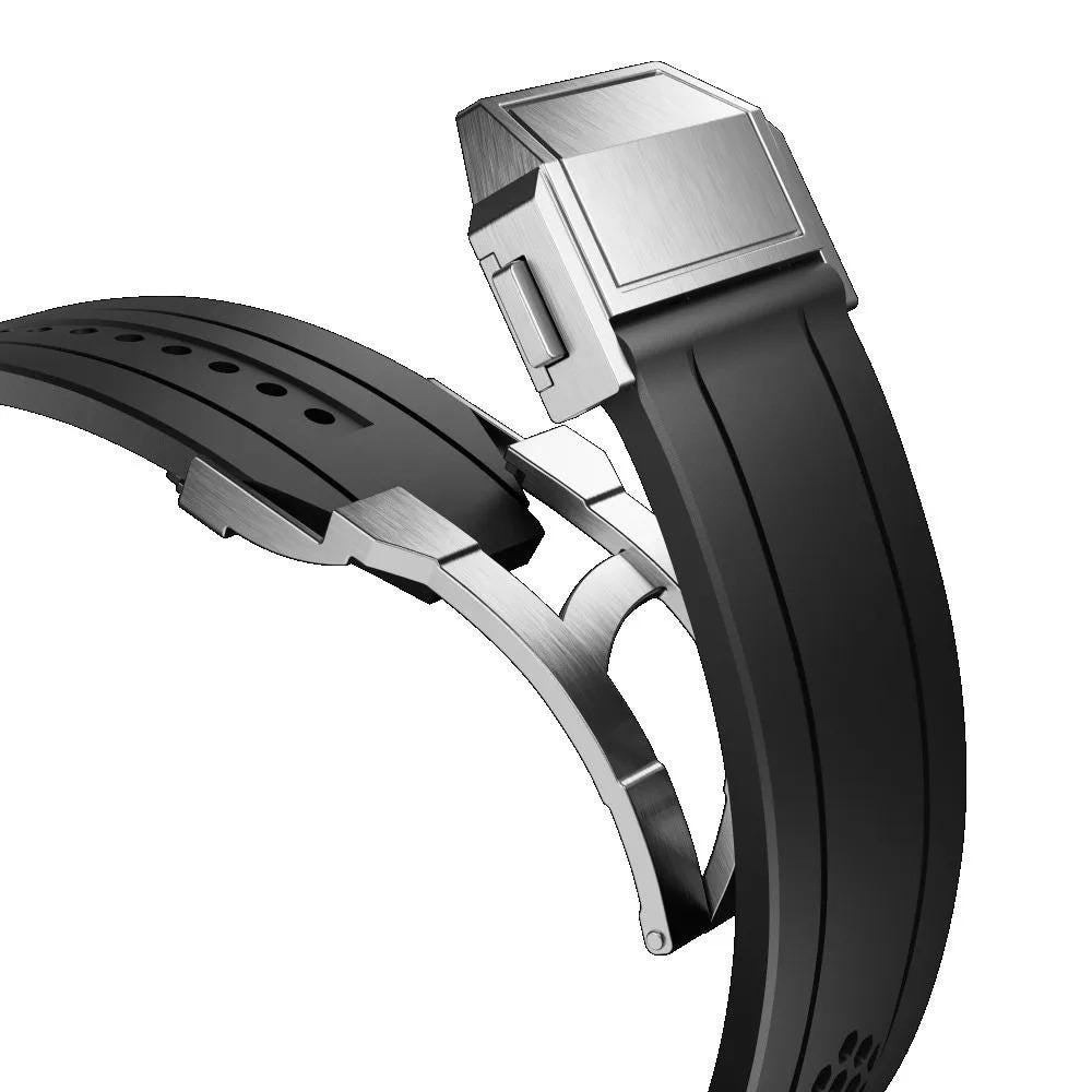 Apple Watch Sport Silicone Band, Series 11 10 46mm, 9 8 7 45mm, SE 44mm, Hybrid Metal Clasp Strap