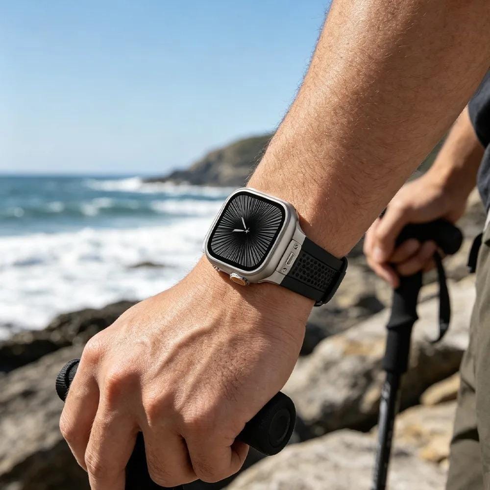 Apple Watch Sport Silicone Band, Series 11 10 46mm, 9 8 7 45mm, SE 44mm, Hybrid Metal Clasp Strap