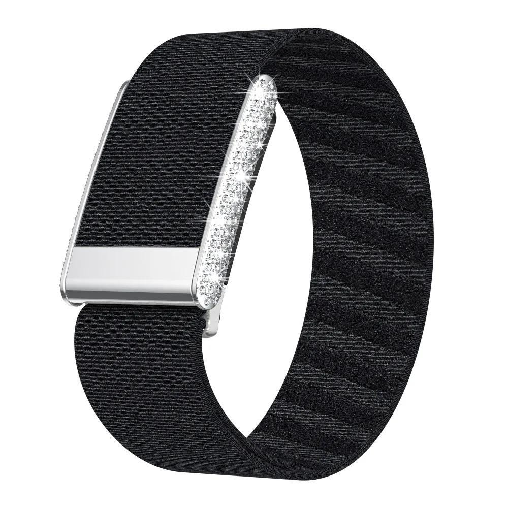 Crystal Rhinestone Nylon Band for WHOOP 5.0 MG, Adjustable Fitness Wristband Diamond Frame
