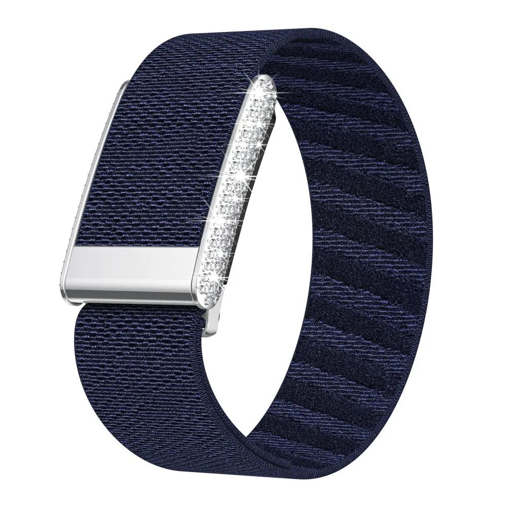 Crystal Rhinestone Nylon Band for WHOOP 5.0 MG, Adjustable Fitness Wristband Diamond Frame