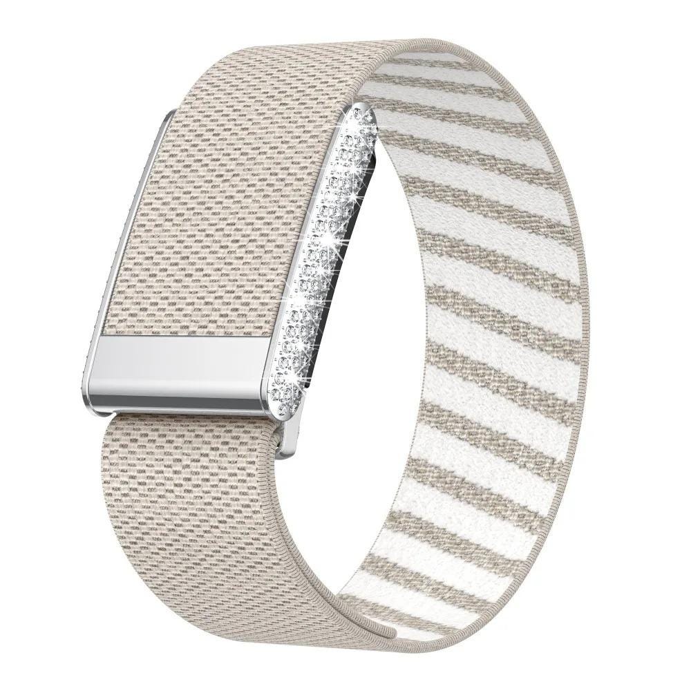Crystal Rhinestone Nylon Band for WHOOP 5.0 MG, Adjustable Fitness Wristband Diamond Frame