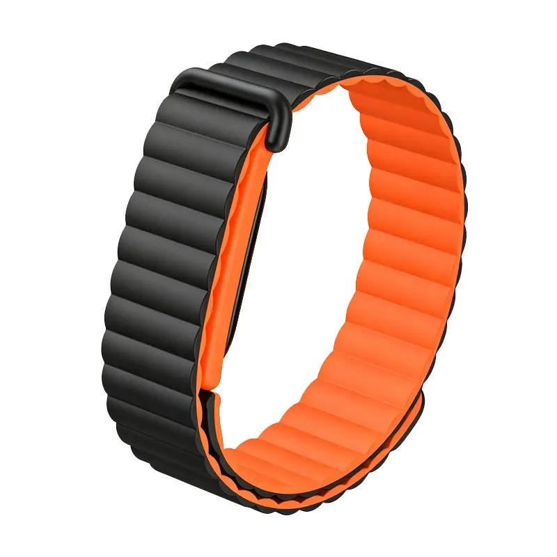 Google Fitbit Air Wave Magnetic Silicone Sport Band - Black/Orange