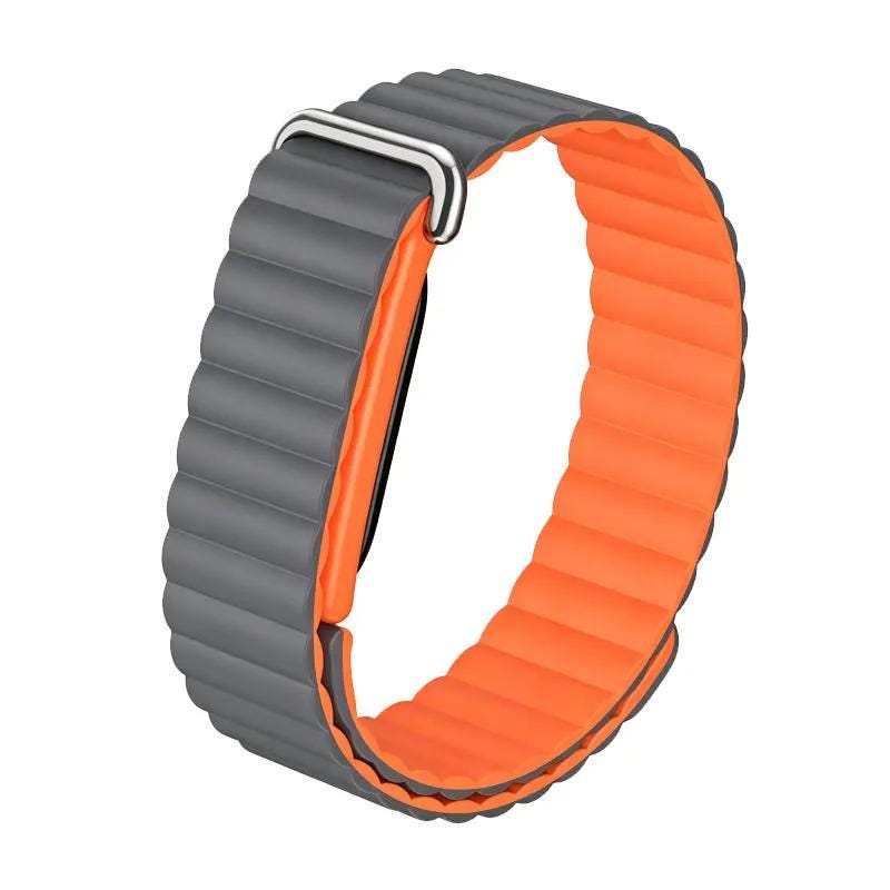 Google Fitbit Air Wave Magnetic Silicone Sport Band - Grey/Orange