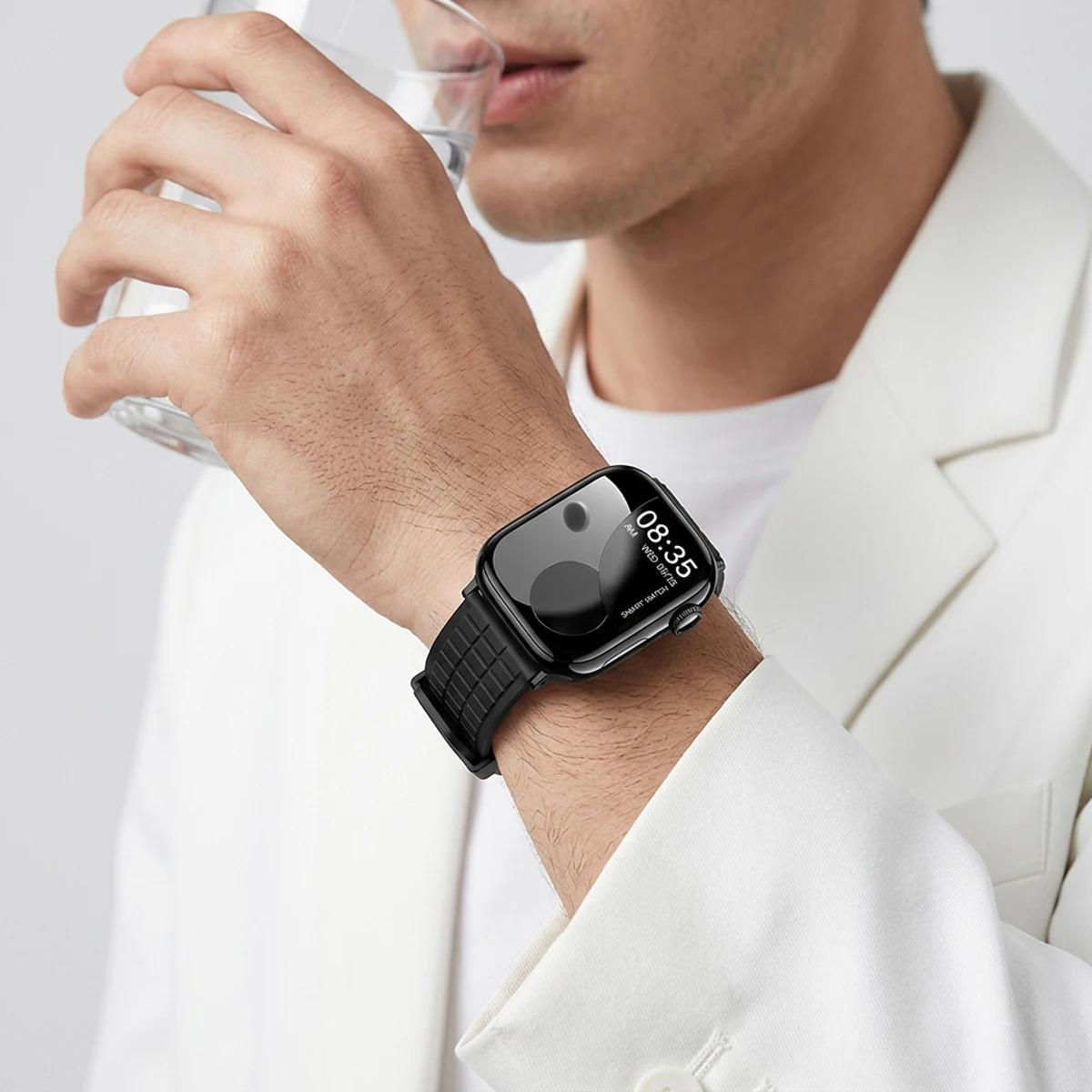 Fluororubber Sport Band for Apple Watch Ultra, Rugged Buckle Strap