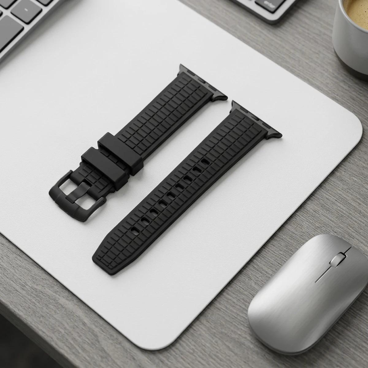 Fluororubber Sport Band for Apple Watch Ultra, Rugged Buckle Strap