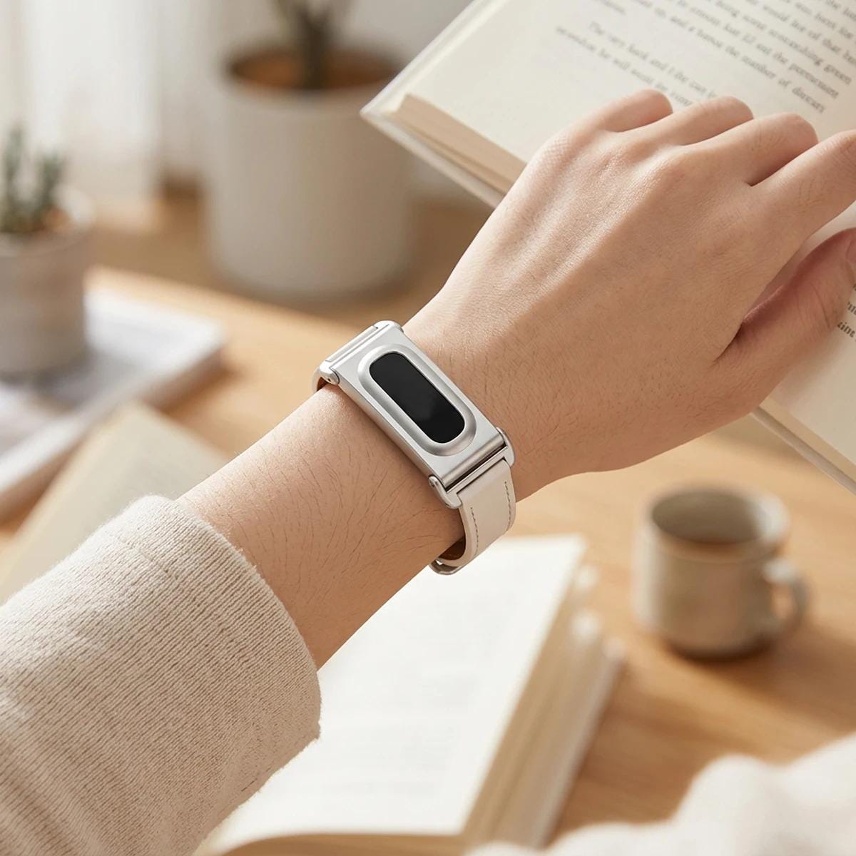 Google Fitbit Air microfiber leather band with metal protective case