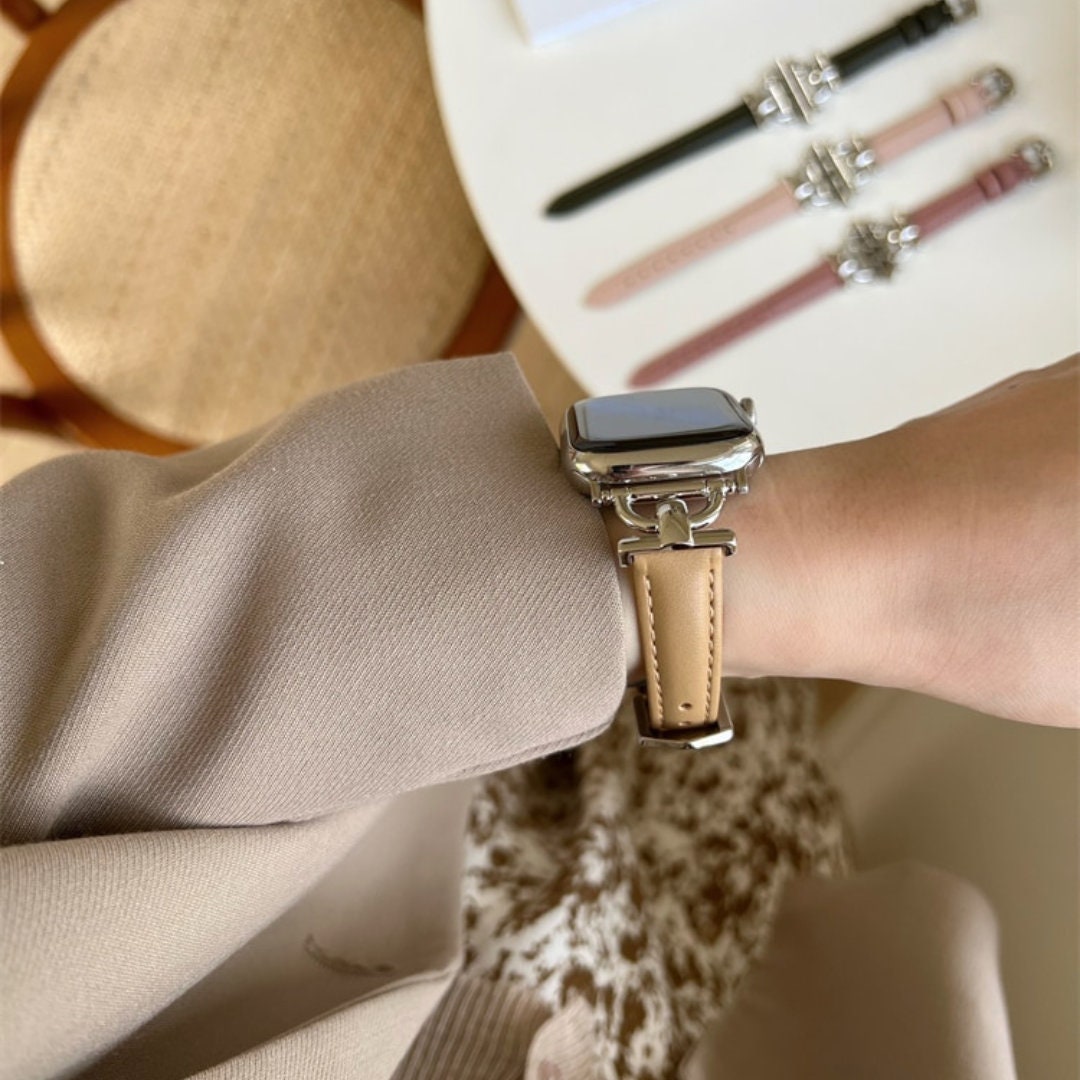Italian Leather Apple Watch Band - Elegant Women Strap, 38mm-49mm